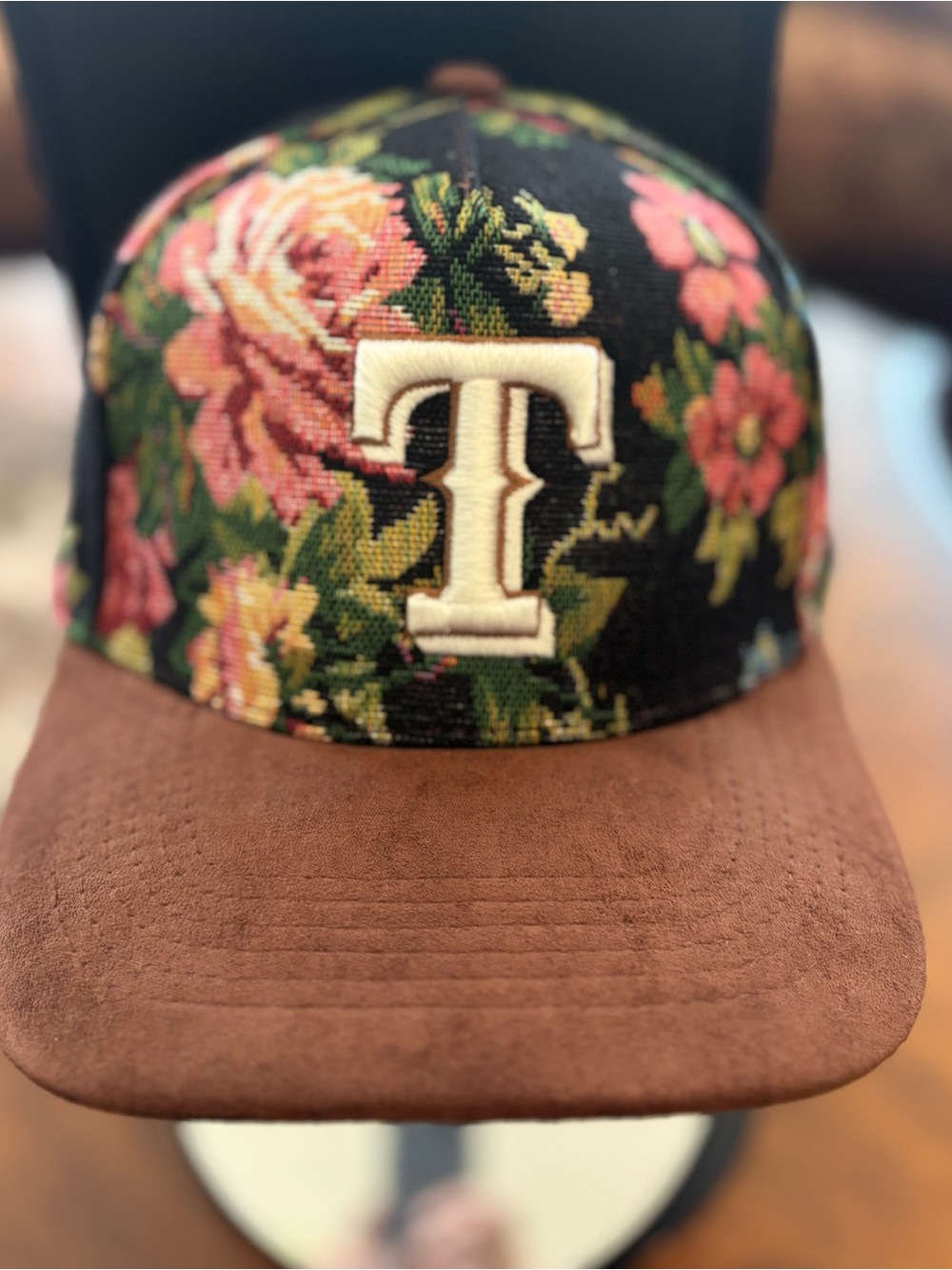 Texas Rangers Jacquard made fabric Floral SnapBack Hat.